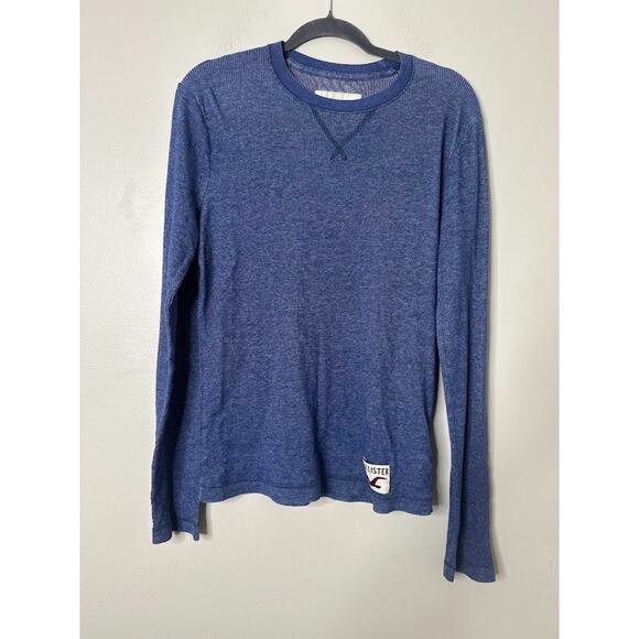 Vintage 00s Y2K Hollister Mens Large L Thermal Rib Knit Logo Long Sleeve Shirt - Picture 1 of 7